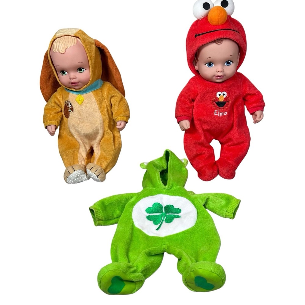 1990 RARE  Vtg Water Babies Lauer Elmo Good Luck Care Bear Lady 2 Dolls 3 Outfit